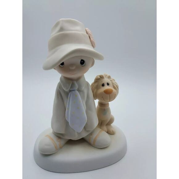 PRECIOUS MOMENTS "To a Special Dad" figurine, 1980, #E-5212, Trumpet Box card - Picture 1 of 8